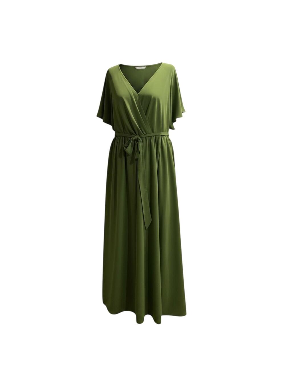 Wear Your Love Olive Green Flutter Sleeve Wrap Maxi Dress